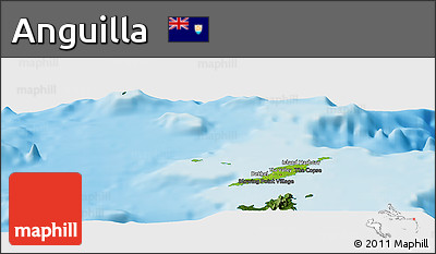 Physical Panoramic Map of Anguilla, darken, land only