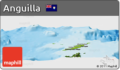 Physical Panoramic Map of Anguilla, darken, land only