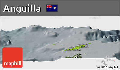 Physical Panoramic Map of Anguilla, darken, semi-desaturated