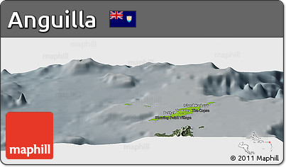 Physical Panoramic Map of Anguilla, darken, semi-desaturated