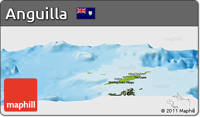 Physical Panoramic Map of Anguilla, darken, semi-desaturated, land only