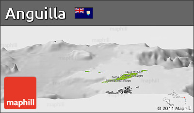 Physical Panoramic Map of Anguilla, desaturated