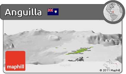 Physical Panoramic Map of Anguilla, desaturated
