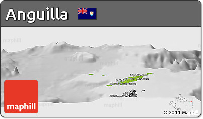Physical Panoramic Map of Anguilla, desaturated