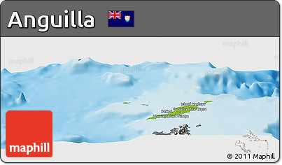 Physical Panoramic Map of Anguilla, desaturated, land only
