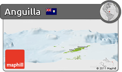 Physical Panoramic Map of Anguilla, lighten