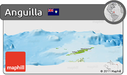 Physical Panoramic Map of Anguilla, lighten, land only