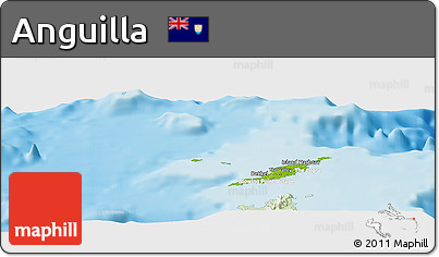 Physical Panoramic Map of Anguilla, lighten, land only