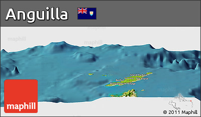 Physical Panoramic Map of Anguilla, satellite outside
