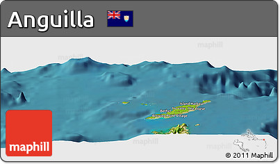Physical Panoramic Map of Anguilla, satellite outside