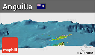 Physical Panoramic Map of Anguilla, single color outside, satellite sea