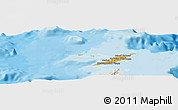 Political Panoramic Map of Anguilla, shaded relief outside, bathymetry sea