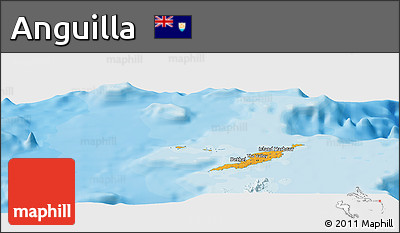 Political Panoramic Map of Anguilla, single color outside