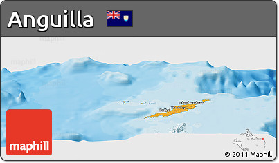 Political Panoramic Map of Anguilla, single color outside