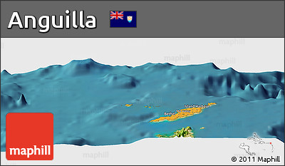 Political Panoramic Map of Anguilla, single color outside, satellite sea