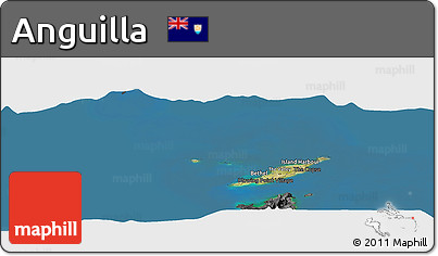 Satellite Panoramic Map of Anguilla, darken, desaturated, land only