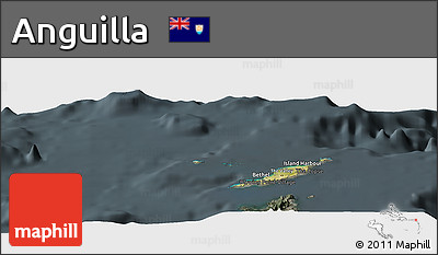 Satellite Panoramic Map of Anguilla, darken, semi-desaturated