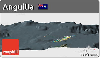 Satellite Panoramic Map of Anguilla, darken, semi-desaturated