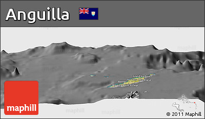Satellite Panoramic Map of Anguilla, desaturated