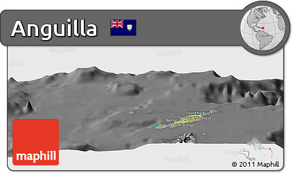 Satellite Panoramic Map of Anguilla, desaturated