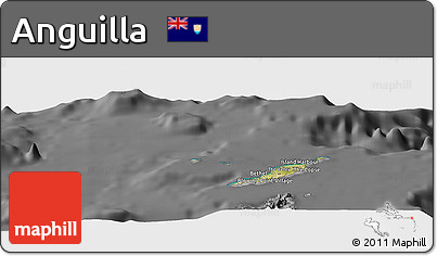 Satellite Panoramic Map of Anguilla, desaturated