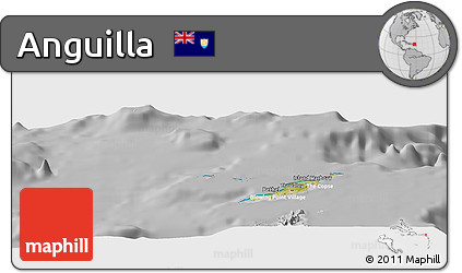 Satellite Panoramic Map of Anguilla, lighten, desaturated