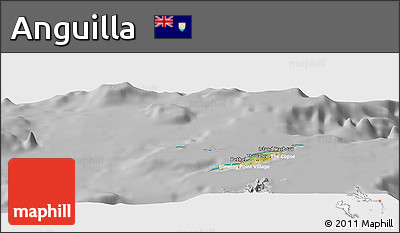 Satellite Panoramic Map of Anguilla, lighten, desaturated