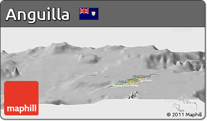 Satellite Panoramic Map of Anguilla, lighten, desaturated
