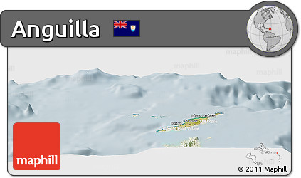 Satellite Panoramic Map of Anguilla, lighten