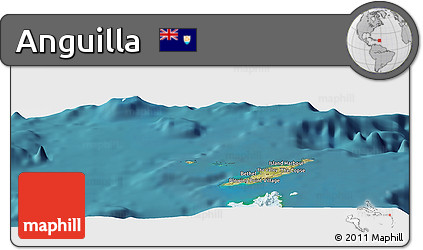Satellite Panoramic Map of Anguilla, political outside, satellite sea