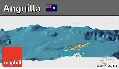 Satellite Panoramic Map of Anguilla, political outside, satellite sea