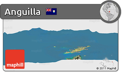 Satellite Panoramic Map of Anguilla, semi-desaturated, land only