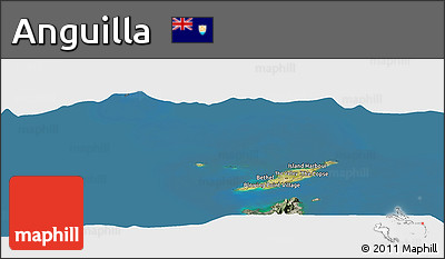 Satellite Panoramic Map of Anguilla, semi-desaturated, land only