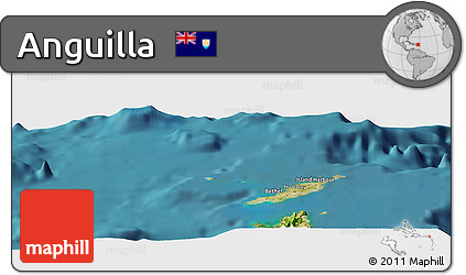Satellite Panoramic Map of Anguilla, single color outside