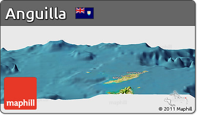 Satellite Panoramic Map of Anguilla, single color outside