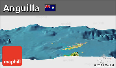 Satellite Panoramic Map of Anguilla, single color outside