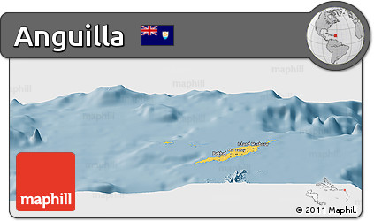 Savanna Style Panoramic Map of Anguilla, single color outside
