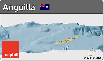 Savanna Style Panoramic Map of Anguilla, single color outside