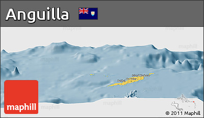 Savanna Style Panoramic Map of Anguilla, single color outside