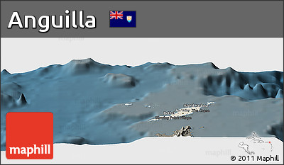 Shaded Relief Panoramic Map of Anguilla, darken