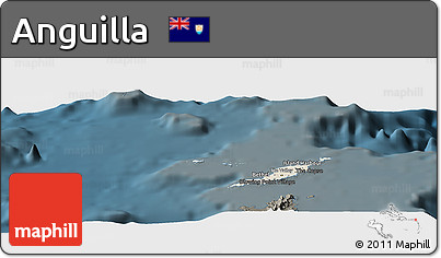 Shaded Relief Panoramic Map of Anguilla, darken