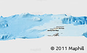 Shaded Relief Panoramic Map of Anguilla, darken, semi-desaturated, land only