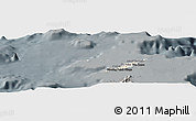 Shaded Relief Panoramic Map of Anguilla, darken, semi-desaturated