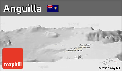 Shaded Relief Panoramic Map of Anguilla, desaturated
