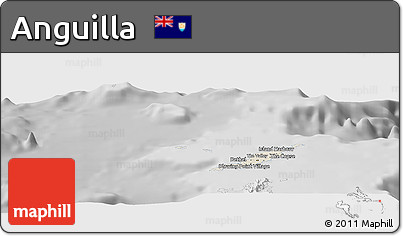 Shaded Relief Panoramic Map of Anguilla, desaturated