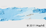 Shaded Relief Panoramic Map of Anguilla, lighten, desaturated, land only