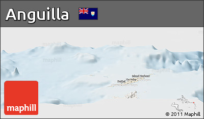 Shaded Relief Panoramic Map of Anguilla, lighten
