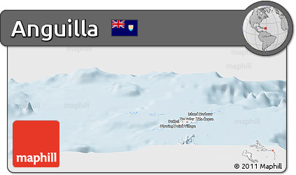 Silver Style Panoramic Map of Anguilla