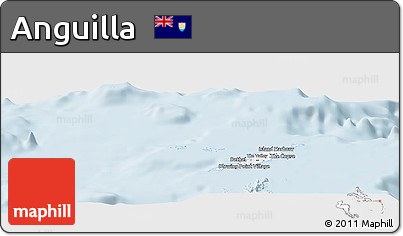Silver Style Panoramic Map of Anguilla