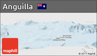 Silver Style Panoramic Map of Anguilla
